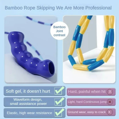 2.8m Soft Beads PVC Cord Silicone Skip Rope for Baby Kids Girls Exercise Fitness Jump Rope Adjustable Bamboo Beaded Jumping Rope