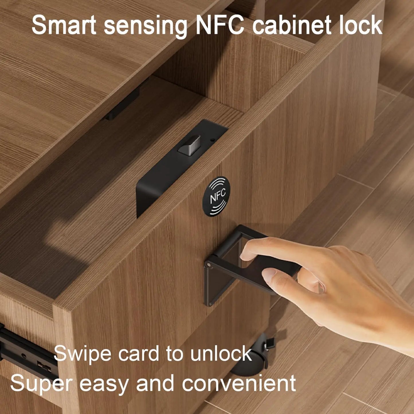 NFC Smart Cabinet Lock Magnetic Sensing Child Safety Baby Proofing Drawer Lock 2 Unlocking Methods Long Battery Life Universal