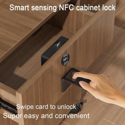 NFC Smart Cabinet Lock Magnetic Sensing Child Safety Baby Proofing Drawer Lock 2 Unlocking Methods Long Battery Life Universal