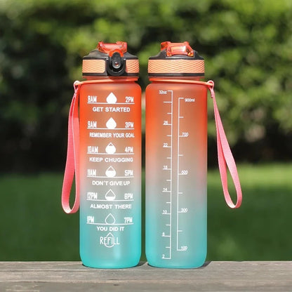 1L 1000ml Water Bottle Liter Stay Hydrated  Material Plastic Sport Bottle Reminder Times Sports Outdoor Fitness Office Running