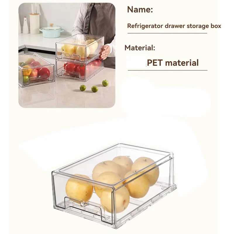 ABYN-Refrigerator Drawers Stackable Fridge Organizer Bins For Refrigerator Organizers And Storage
