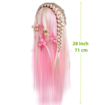 Mannequin Head Model With Long Synthetic Hair, Manikin Head Styling Hairdresser Training Head, Doll Head for Braiding Practice