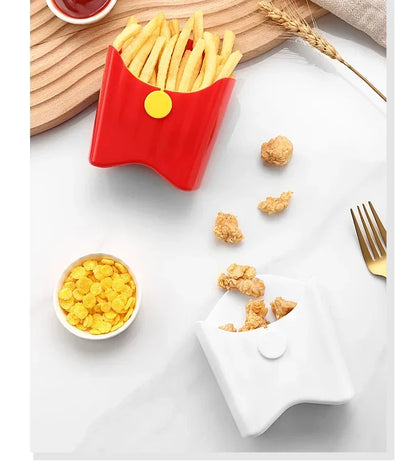 Portable Plastic French Fry Snack Storage Box PP Salad Cup Student Square Salad Bowl