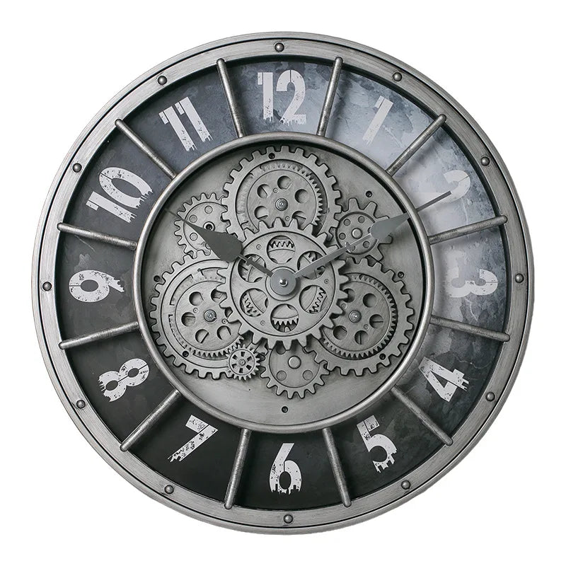 Fashions Gears Wall Clock Industrial Retro Wall Clock Living Room Decorative Wall Clock Stylish Silent Wall Clock Quartz Clock