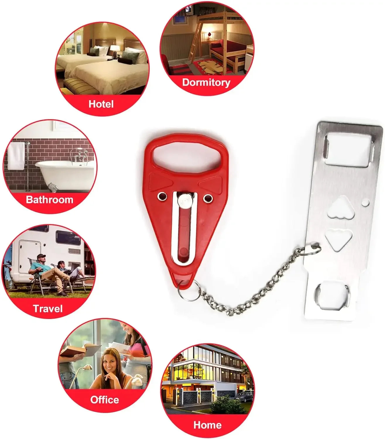 Portable Double Hole Door Lock Travel Safety Anti-Theft Security Lock for Home Hotel Apartment Dorm Room Personal Protection