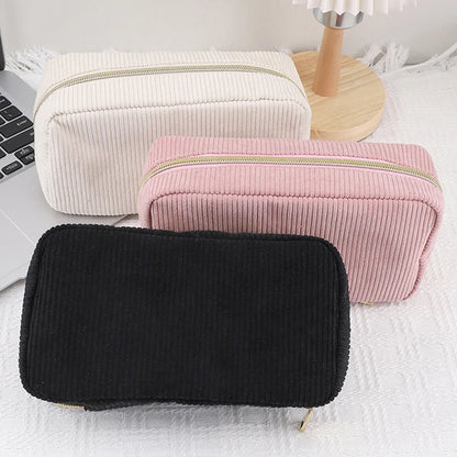 Corduroy Pencil Case Trousse School Supplies Large Capacity Soft Solid Color Kalemlik Pen Case Estuche Escolar Pencil Pouch