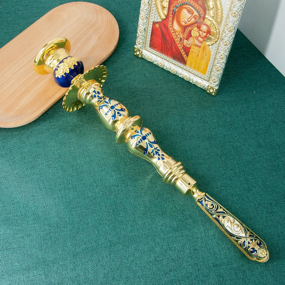 HT Religion Handhold Candle Holder Church Decor Single Candlestick Orthodox Church Supplies Religious Rituals Accessory