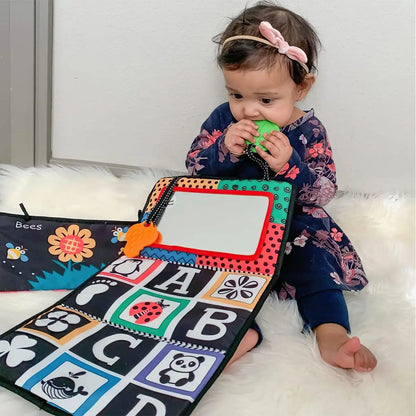 Black And White Baby Floor Mirror Tummy Time Sensory Baby Toys 6 12 months Toys For Babies Montessori Development Crawl Toys