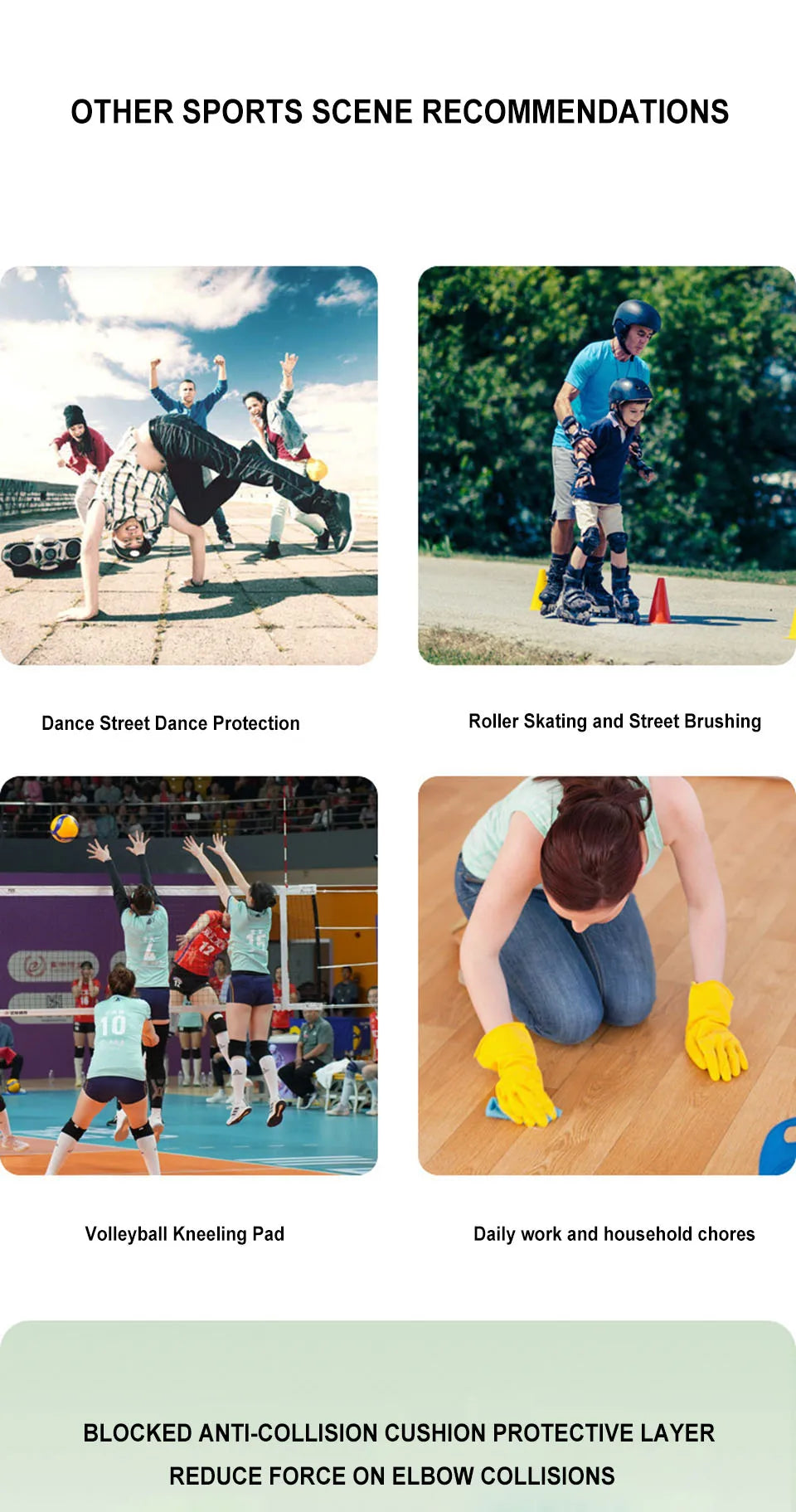 AOLIKES 1Pair Knee Elbow Pads, Thick Sponge Collisioned Kneepads for Work, Basketball Wrestling Football Volleyball Cycling