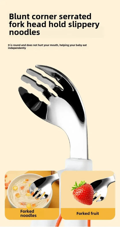 Baby Eating Training Soft Silicone Spoon Fork Cutlery Toddler Baby Feeding Utensils Cutlery Children Tableware Kids Fork Sets