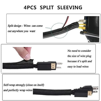 173 PCS Cable Management Kit Include Organizer Sleeve Cord Clips Cable Organizer Straps and Fastening Cable Ties for Office Home