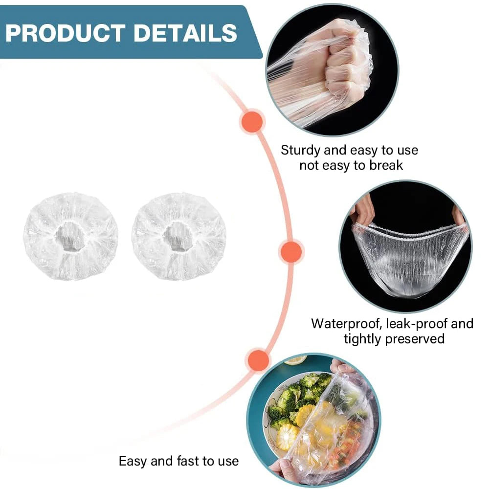 100PCS Plastic Bowl Covers Elastic Reusable Food with Storage  Bonnets for Leftover Fresh Keeping Bag for Family Outdoor Picnic