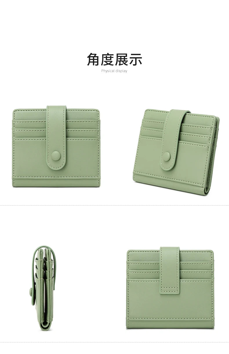 RFID Anti-blocking Wallet for Women, Multi-Card, Credit Card Bag, Lightweight and Simple, Short Buckle, Small, Fashion Wallet