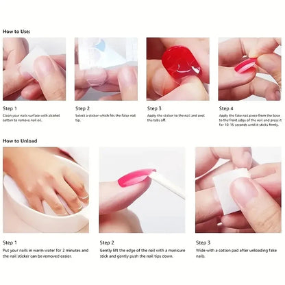 96pcs Almond Shaped Press on Nails, Medium Length, Glossy Finish, Pink & White Gradient, French Stripe Design, Fashionable & Ele