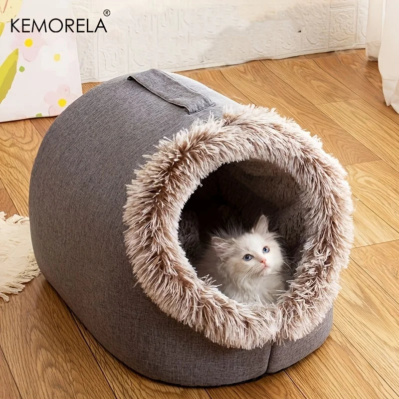 KEMORELA Cat Bed Comfortable Pet Sleeping Bed, Portable Cat Bed Warm And Thickened Pet Bed With Handle Portable Cat Bed