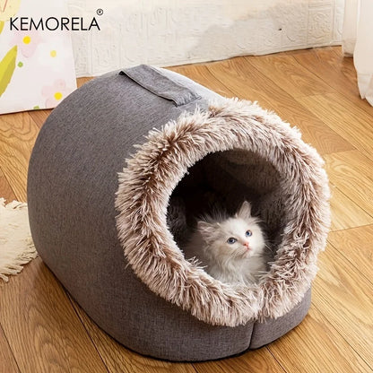 KEMORELA Cat Bed Comfortable Pet Sleeping Bed, Portable Cat Bed Warm And Thickened Pet Bed With Handle Portable Cat Bed