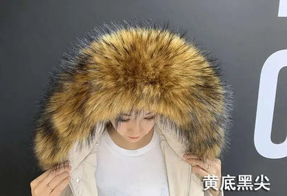 Detachable Faux Fur Collar Extra Large Warm Fake Fur Scarf Wrap Evening Cape For Winter Womens Coat Faux Fur Hood Ttrim Collar