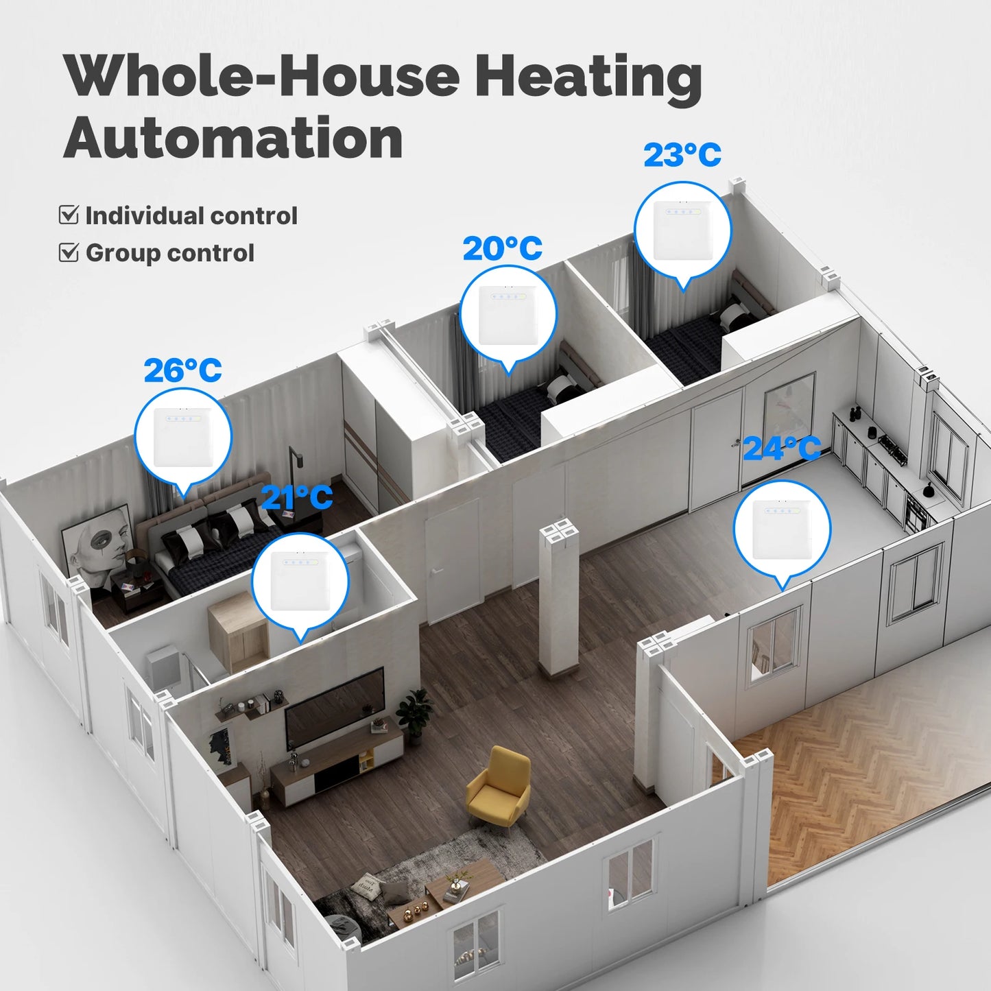 Wifi Smart Thermostat For Pilot Wire Heating Radiator Support Ecowatt Electricity Monitoring App Remote Control Alexa GoogleHome