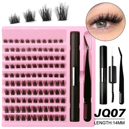 GROINNEYA DIY Lash Extension Kit Lash Clusters With Waterproof Strong Hold Lash Bond And Seal And Eyelash Tweezers Lash Cluster
