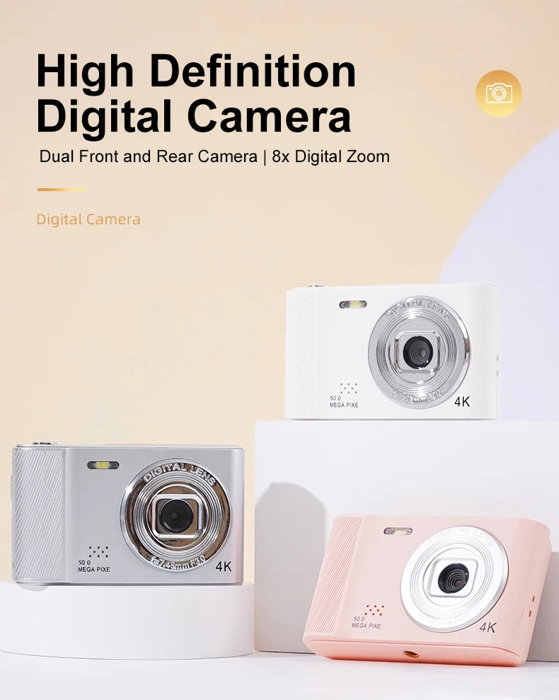 Digital Camera Retro CCD Portable Camera Dual Camera Flash 8x Digital Zoom Entry-Level Small Students Campus Selfie camera