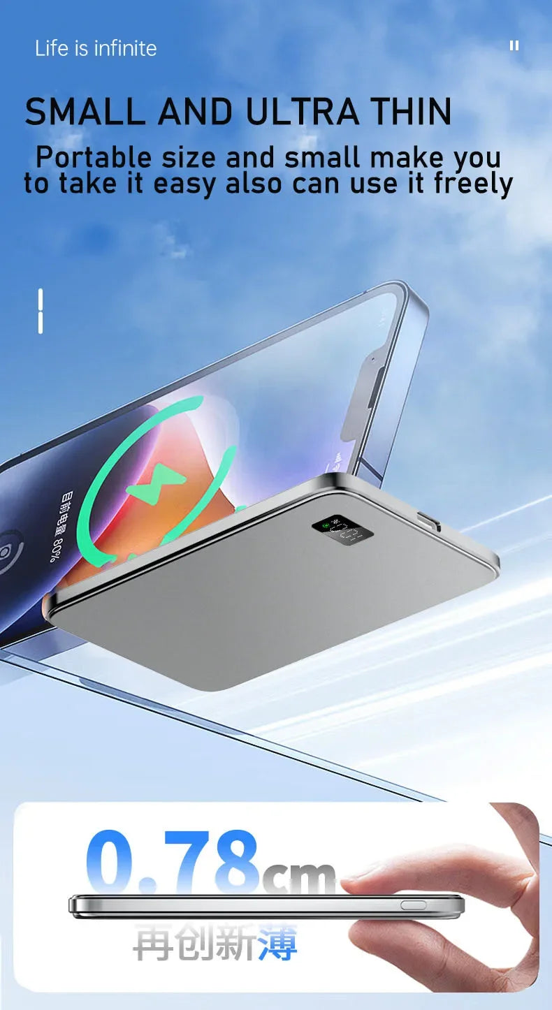 Wireless Magnetic Power Bank 10000mAh External Battery Mini PowerBank with Digital for Magsafe IPhone 15 14 13 12 11 Poverbank