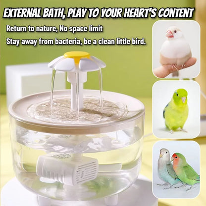 Auto Circulating 2-in-1 Parrot Bath & Pet Water Fountain, Drip-Free Design for Small Pets, USB Powered