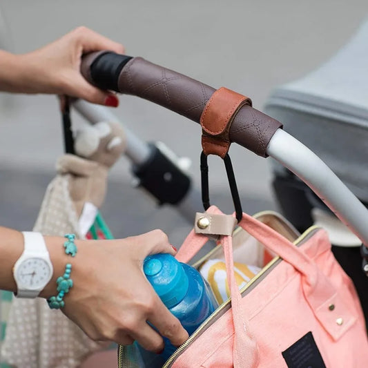 2pcs PU Leather Bag Stroller Hook Rotatable Cart Organizer Pram Hook Pram Rotate 360 Degree Stroller Accessories