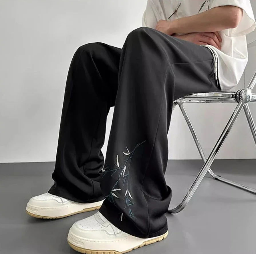 Social Tailoring Business Work Man Suits Pants Office Ice Silk Cooling Trousers for Men Fabric Korean Style Clothes Designer Up