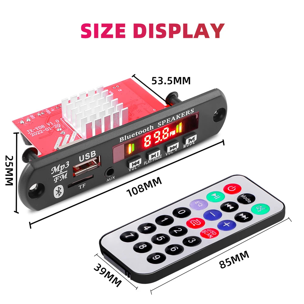 60W 120W Amplifier DC 12V MP3 Decoder Board Calling Recording Bluetooth 5.0 Car MP3 Player USB Module FM With Remote Control