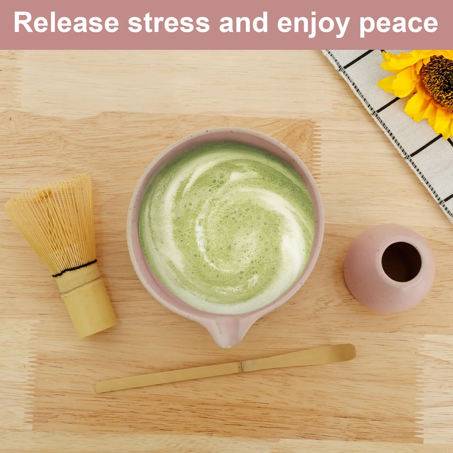 4Pcs Japanese Matcha Set Traditional Matcha Tea Set Matcha Whisk Set Manual Matcha Making Kit Ideal Matcha Kit for Tea Lovers