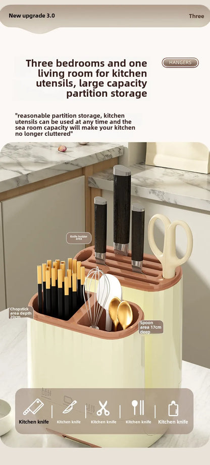 Kitchen shelf, household vegetable board storage rack, countertop drain, chopstick holder, cutting board, integrated knife holde