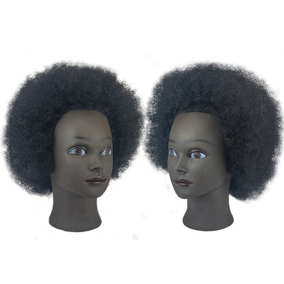 8 Inch 100% Human Hair Afro Mannequin Head  Traininghead Styling Braid Hair Dolls Head for Practicing Cornrows and Braids