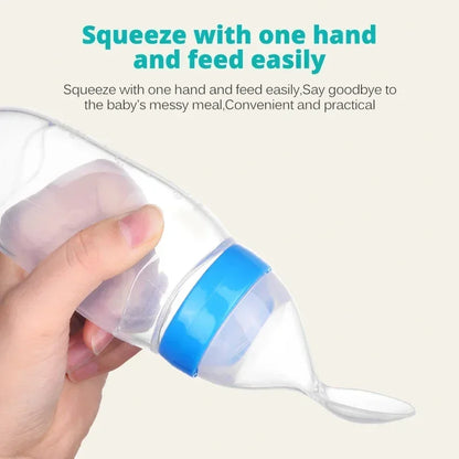 Safe Useful Silicone Baby Bottle with Spoon Food Supplement Rice Cereal Bottles Squeeze Spoon Milk Feeding Bottle Cup