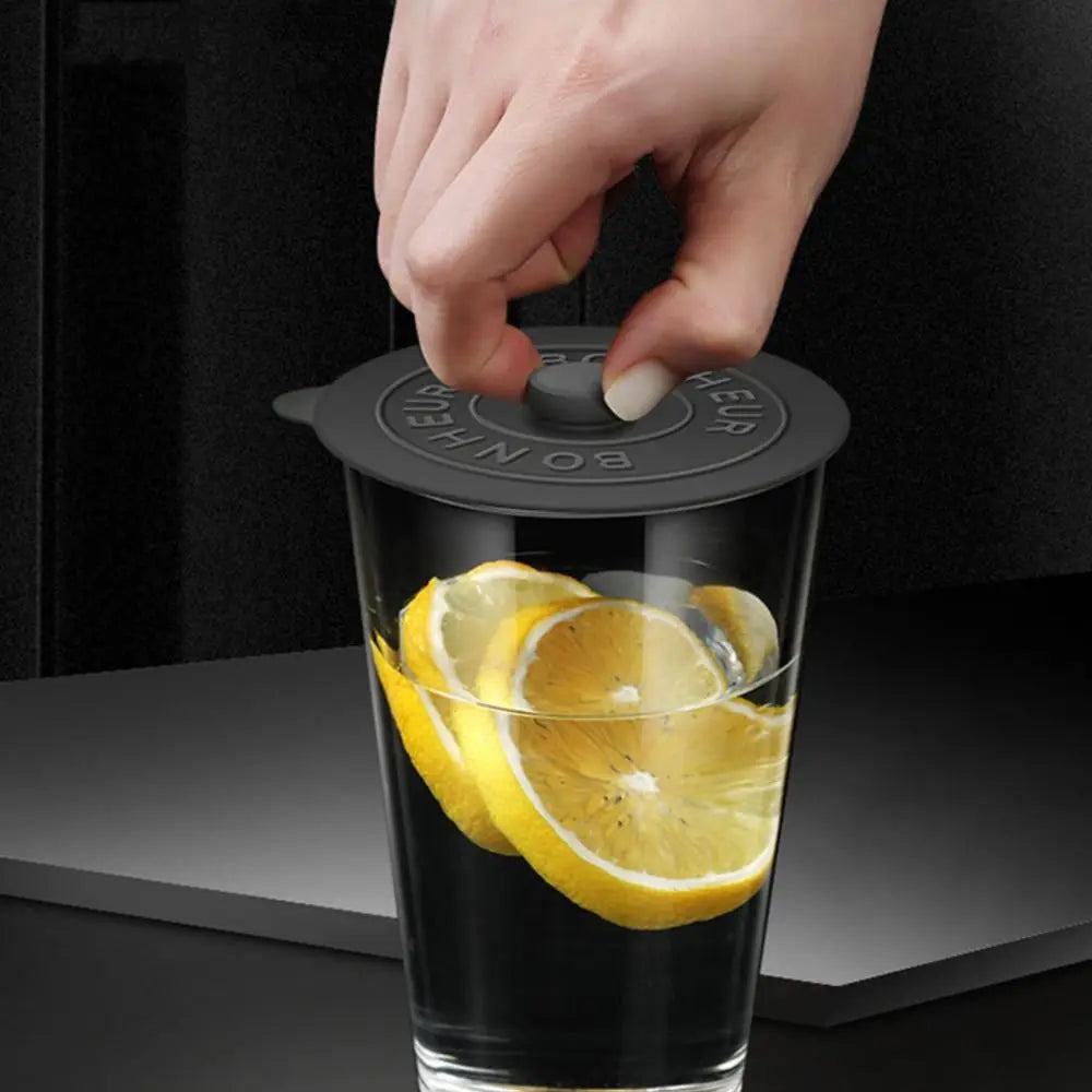 Mugs Lid With Convex Handle Silicone Glass Cup Cover Round Heat-Resistant Cup Lid Dustproof Universal Mug Sealed Cap Pantry