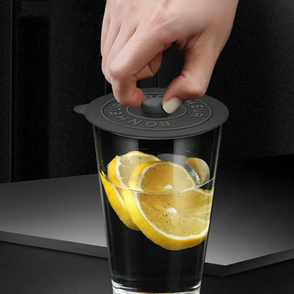 Mugs Lid With Convex Handle Silicone Glass Cup Cover Round Heat-Resistant Cup Lid Dustproof Universal Mug Sealed Cap Pantry