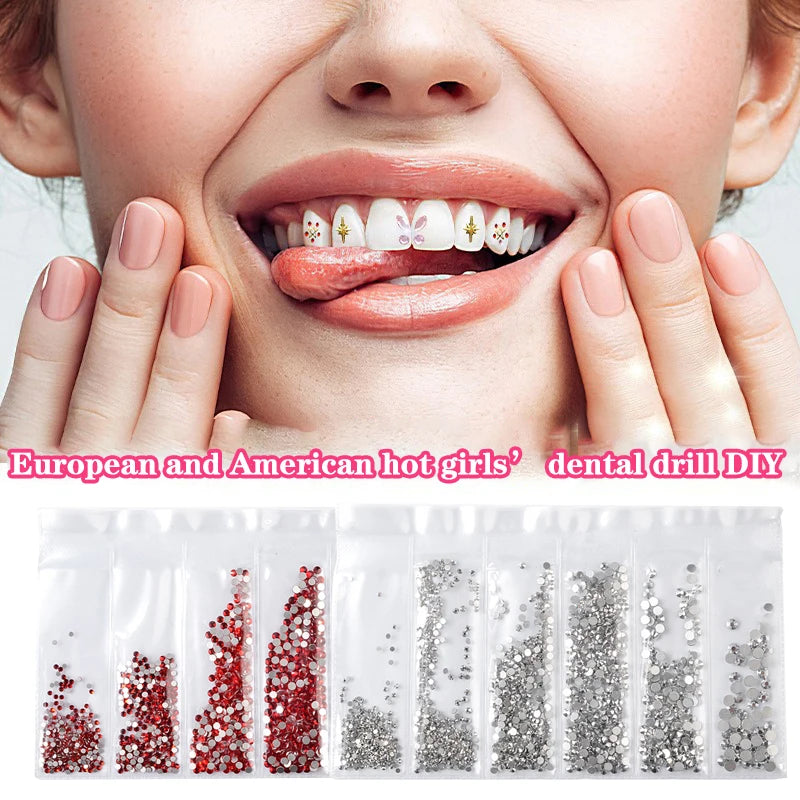 1Bag 6 Grid Dental Rhinestones Tooth Rhinestones Teeth Jewelry Dental Crystal Teeth Whitening Teeth Decoration