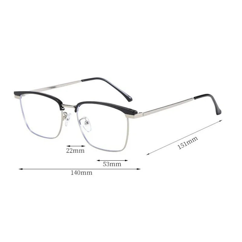 Photochromic Anti Radiation  Glasses  Korean Square Metal Men Women Eyeglasses Fashion Anti Blue Light Glass