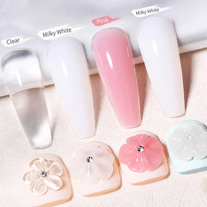 5/15ml Clear Non-Stick Hand Extension Gel Nail Polish 3D Shaping/Sculpting/Carving UV/LED Gel Milky Jelly Hard Gel Manicure DIY