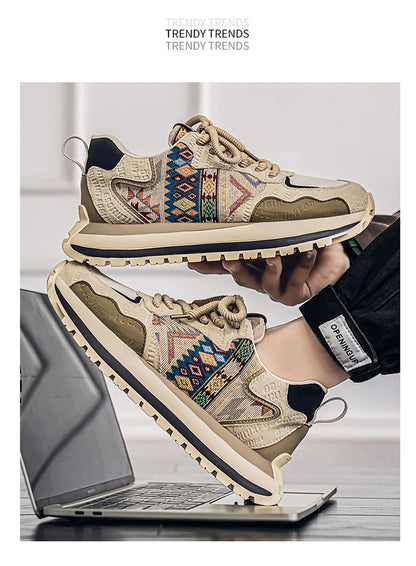 2025 Trend Print Mens Fashion Shoes Design Chunky Men Casual Sneaker Breathable Platform Sneakers Male Running Jogging Shoes