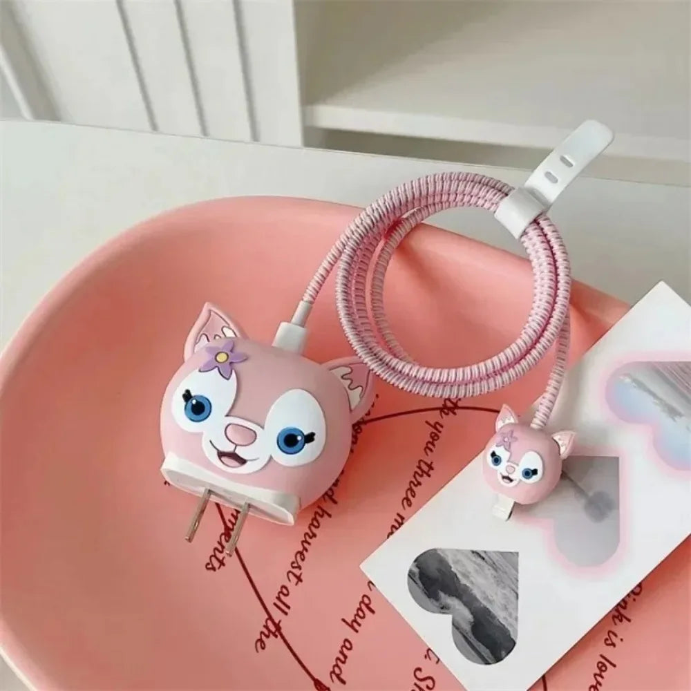 4Pcs Set Cable Protector for iPhone / iPad 18W/20W Charger Protector Case 3D Cartoon Cable Management Phone Wire Cord Organizers