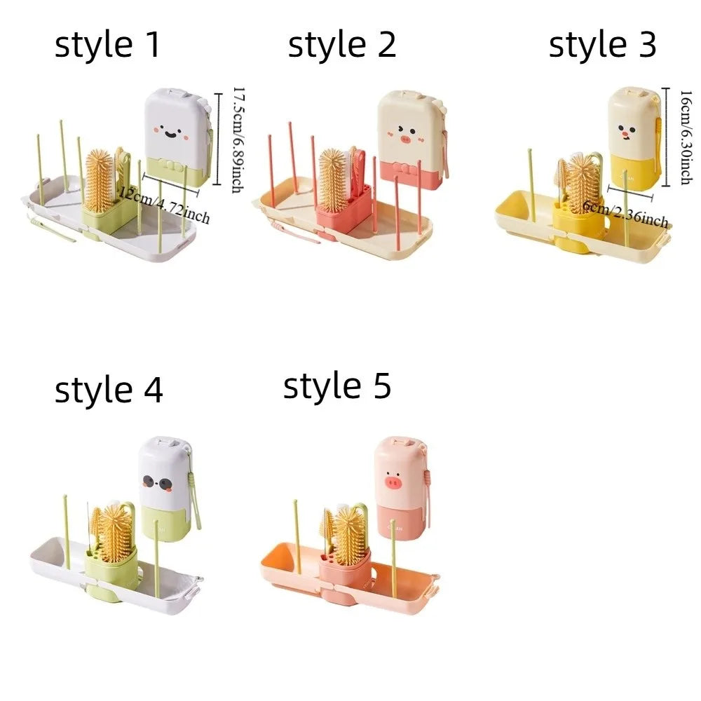 Silicone Baby Bottle Brush Set Soft Bristles Flexible Cup Cleaning Brushes with Storage Box Feeding Bottle Cleaners Home Use