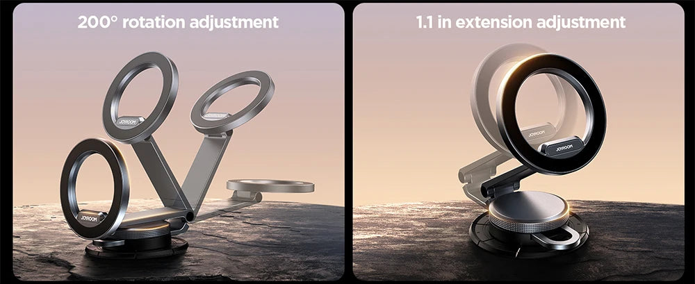 JOYROOM All-Metal Fordable Magnetic Phone Holder for Car 360° Rotation Strong Magnets Phone Mount Stand for Car Dash for iPhone