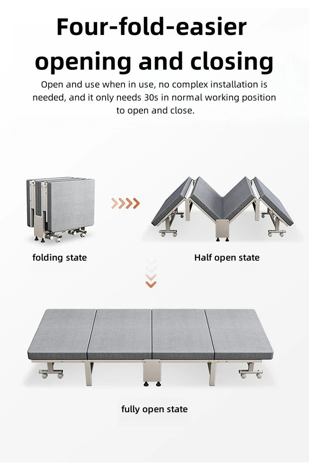 Luxurious White Bottom Frame Foldableing Bed New Thickeneded and Widened Lunch Break Foldableing Bed 60% off Bed