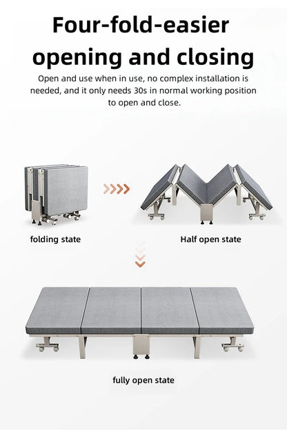 Luxurious White Bottom Frame Foldableing Bed New Thickeneded and Widened Lunch Break Foldableing Bed 60% off Bed