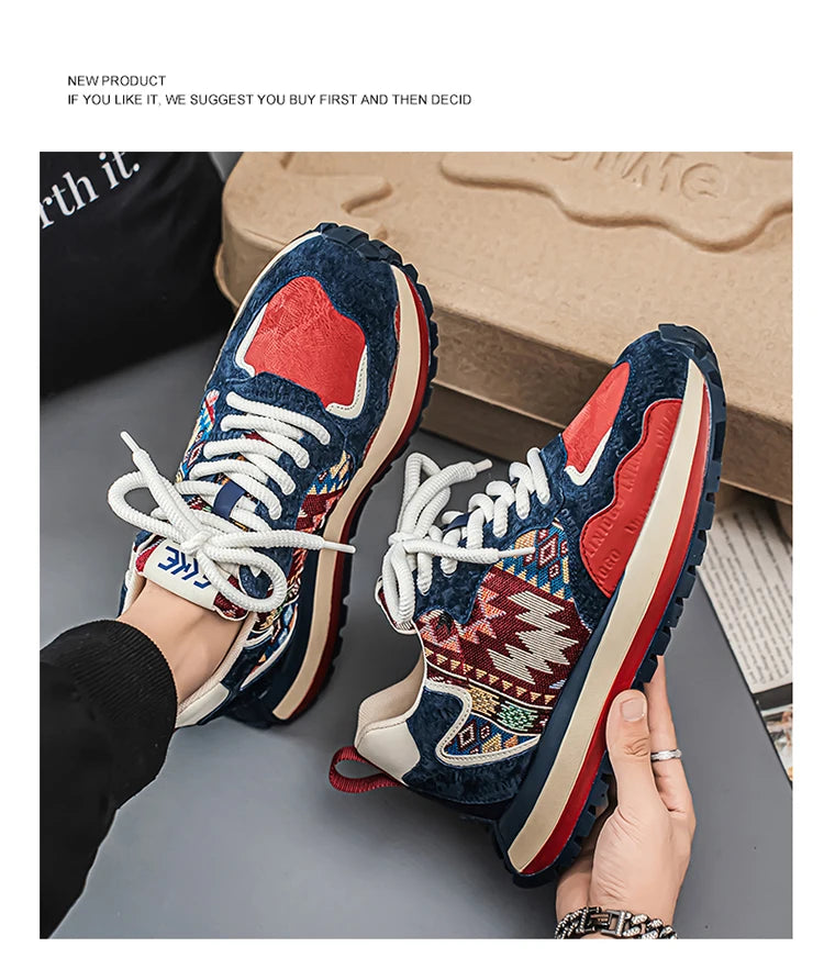 2025 Trend Print Mens Fashion Shoes Design Chunky Men Casual Sneaker Breathable Platform Sneakers Male Running Jogging Shoes