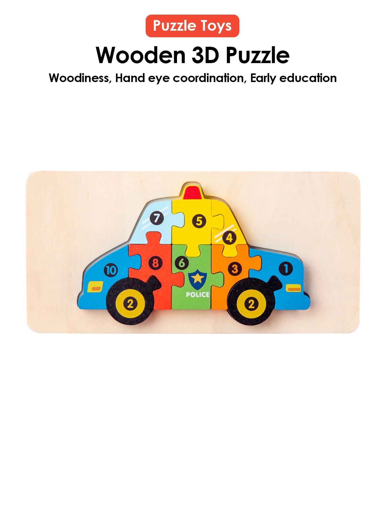 3D Wooden Puzzles Educational Cartoon Animals Early Learning Cognition Intelligence Puzzle Game For Children Toys