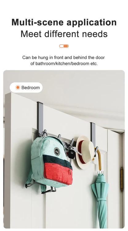 Hooks Over The Door Bathroom Organizer Rack Durable Hanging Row Hook Holder Clothes Coat Hat Towels Hanger Storage 5/6/7 Hooks