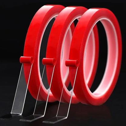 Double Sided Tape Nano Tape 3-5Meter 10/20/30mm Width Transparent Tape Washable Adhesive Nano Traceless Sticker Glue Red