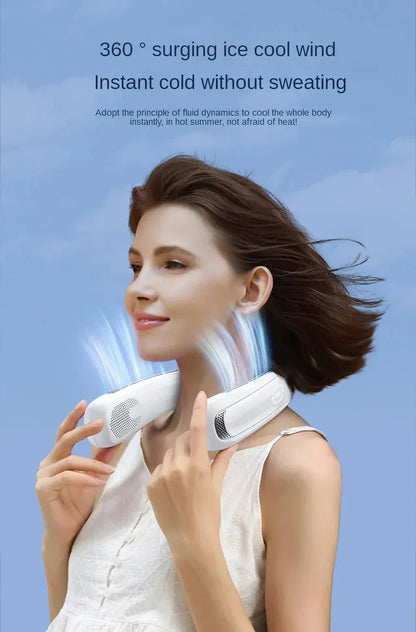 15000mah Portable Neck Fan Smart Digital Display USB Rechargeable Outdoors Bladeless Silent Cooling Neck Fan For Summer Sport
