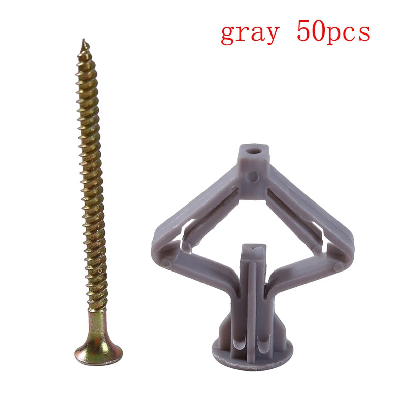 50/100Pcs Expansion Drywall Anchor Kit With Screws Self Drilling Wall Home Pierced Special For Nylon Plastic Gypsum Board 앙카